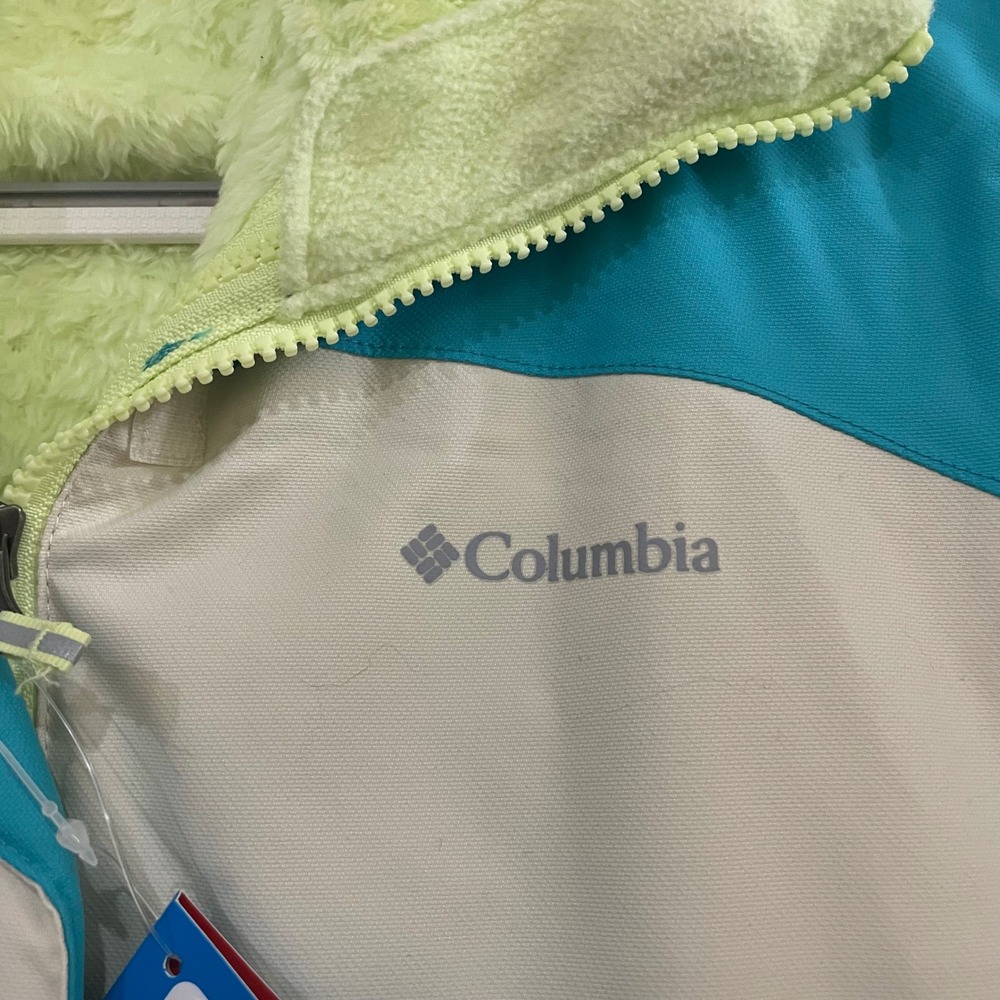 Columbia Bugaboo Fleece Interchange Youth XL Jacket Teal Cream Lined Hooded NWT - Picture 2 of 8